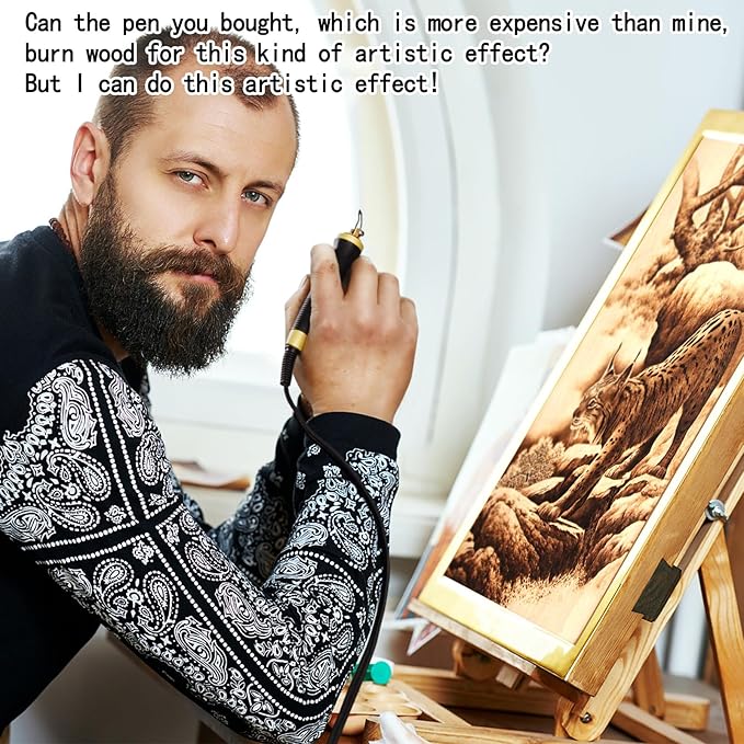 LH30-1 wood burning tool,wood burning kit pen 25~750℃,professional wood burning kit,with digital thermometer temperature adjustable temperature,1 wood burning pens, 30 pen tips(LH30-1A pen)