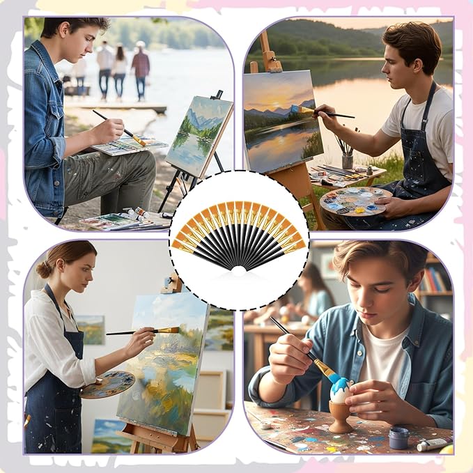 40 Pcs 1 Inch Flat Paint Brushes Large Acrylic Craft Paint Brush with Wooden Handles for Watercolor, Oil Painting, Face Body Art