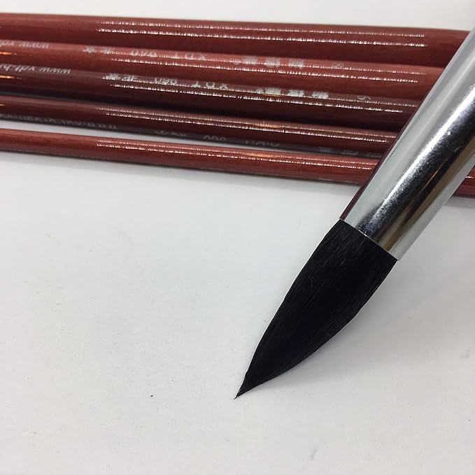 XDT#960 Round Watercolor Artist Paint Brush 6 Piece Set Medium Soft Mixed Goat Extra Long Handle #2#4#6#8#10#12, Mop Style Paint Brush for Watercolor & Acrylic & Oil