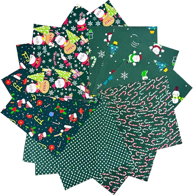 Christmas Layer Cake Fabric Bundles,10x10 Inch Precut Quilting Squares,100% Cotton Craft Fabric with 14 Holiday Patterns(42Pcs)