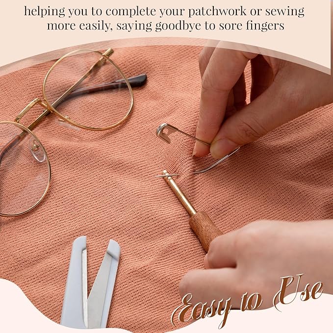 Threlaco Pin Basting Tool Set with 1 Pcs Pin Basting Tool and 100 Pcs 2 Inch Curved Quilting Pins Bent Sewing Safety Pins Handcrafted Sewing Tools for Quilting Knitting Crafting