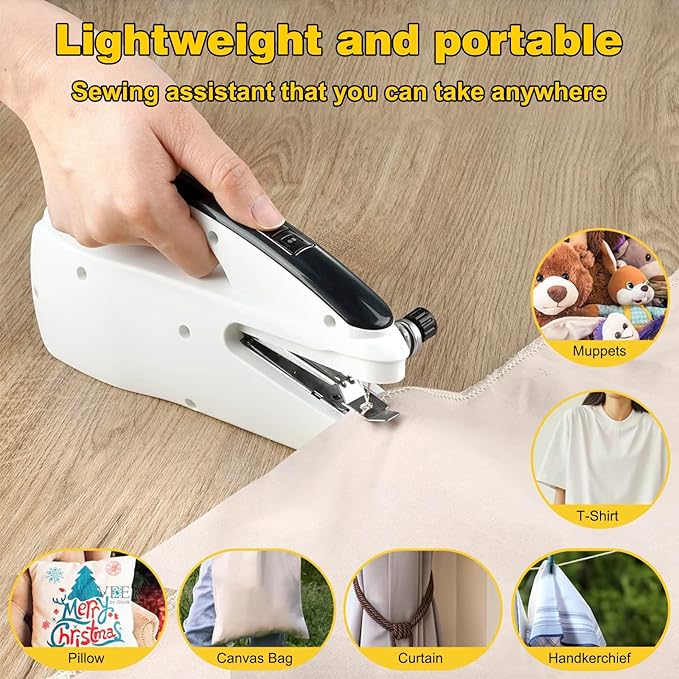 HomeCraftⅠ:Handheld Sewing Machine,Mini sewing machine,Two Power Supply Modes,Easy to Use and Fast Stitch Suitable for Clothes,DIY Home Sewing Machine for Beginners.