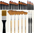 Bougimal 32 Pcs Paint Brushes for Acrylic Painting, Premium Nylon Bristles with Round, Filbert, Flat, Fan, Angle, Fine Detail Brush, Paint Brush Set for Acrylic, Oil, Watercolor