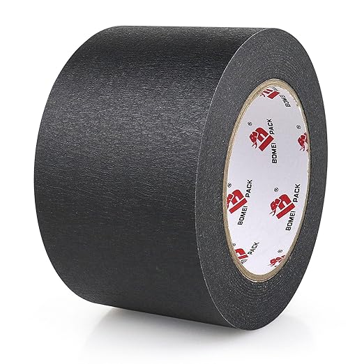 BOMEI PACK Wide Painters Tape 3 Inch,Wide Black Masking Tape, 55 yds Length, Multi-Surface Adhesive Painting Tape 21-Day Clean Removal for Painting, DIY, Arts, Crafts, Labeling