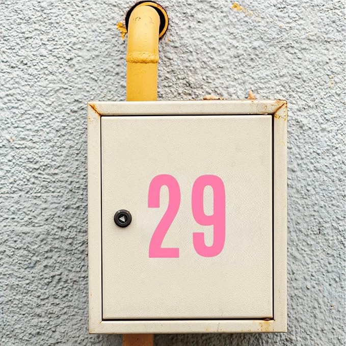 10 Sheets Vinyl Mailbox Number Stickers - Self-Adhesive Address Labels for Cars, House Doors, Windows & Metal Mailboxes (Pink, 2 inch)