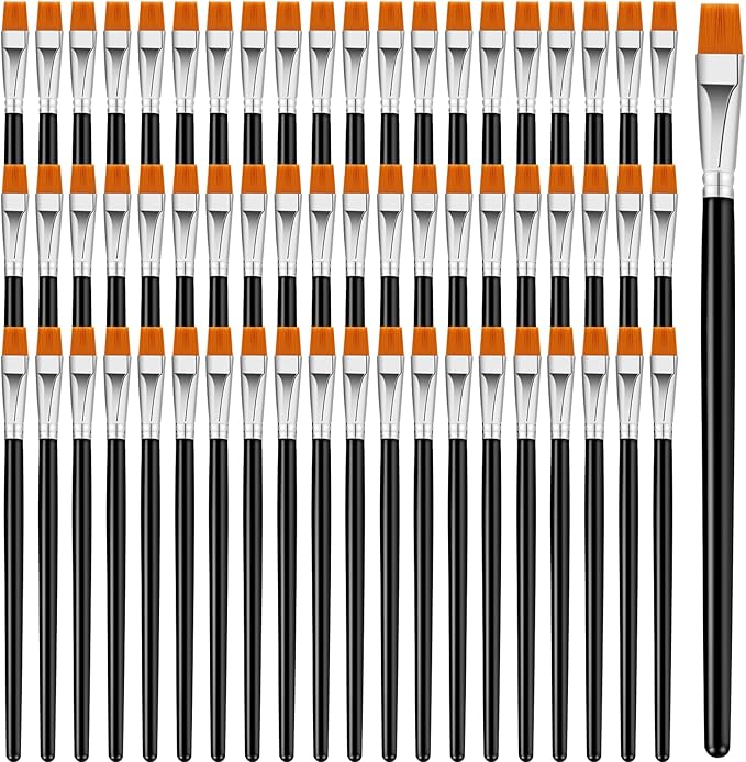 Crtiin 60 Pcs Operation Christmas Bulk Items Paint Brush for Acrylic Painting Paintbrushes Bulk Artist Brush for Detail Watercolor Oil Art(Black,1/2 Inch)