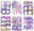 Wisteria Floral PET Sticker Set, 60Pcs Purple Flower Stickers for Scrapbooking, Journaling, Junk Journal Supplies, and DIY Crafts