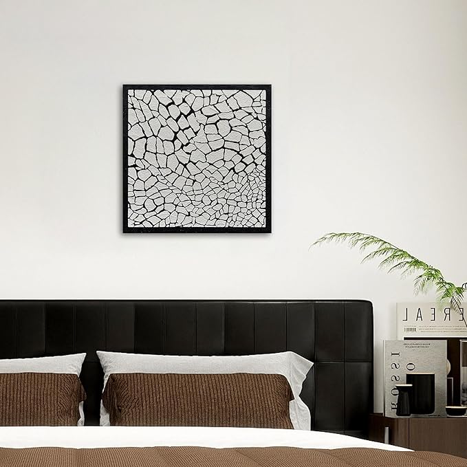 Art 24x24 inches Hand-Painted Black and White Textured Art Oil Painting in Modern Abstract Style - Suitable for Wall Decoration in Home Office