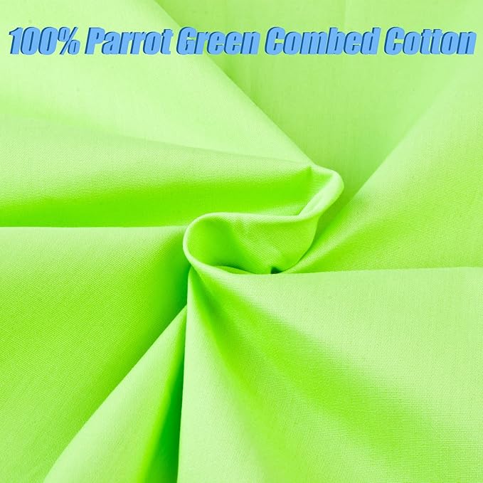 5 Yard Parrot Green Cotton Fabric, Natural Cotton Poplin Fabric by The Yard, 59 Inches Wide 100% Cotton Fabric, Soft Embroidery Muslin Quilting Material for Sewing Material Apparel Cloth