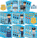 24 Sheets Make Your Own Policeman Stickers, Educational Theme Gift for Kids, Make-a-face Stickers, Birthday Party School Classroom Teacher Reward