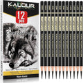KALOUR Professional Charcoal Pencils Drawing Set -12 Pieces Soft, Medium and Hard Charcoal Pencils for Drawing, Sketching, Shading, Artist Pencils for Beginners & Artists