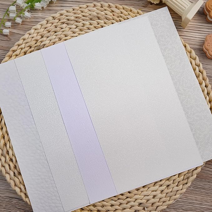LewuwoPoing 30 Sheets Textured Art Paper Assorted Set 5.8x8.3 Inch A5 Mixed Special Craft Paper for Scrapbooking Junk Journaling Supplies dialy Plan Gift Card Embellishments Work(White)