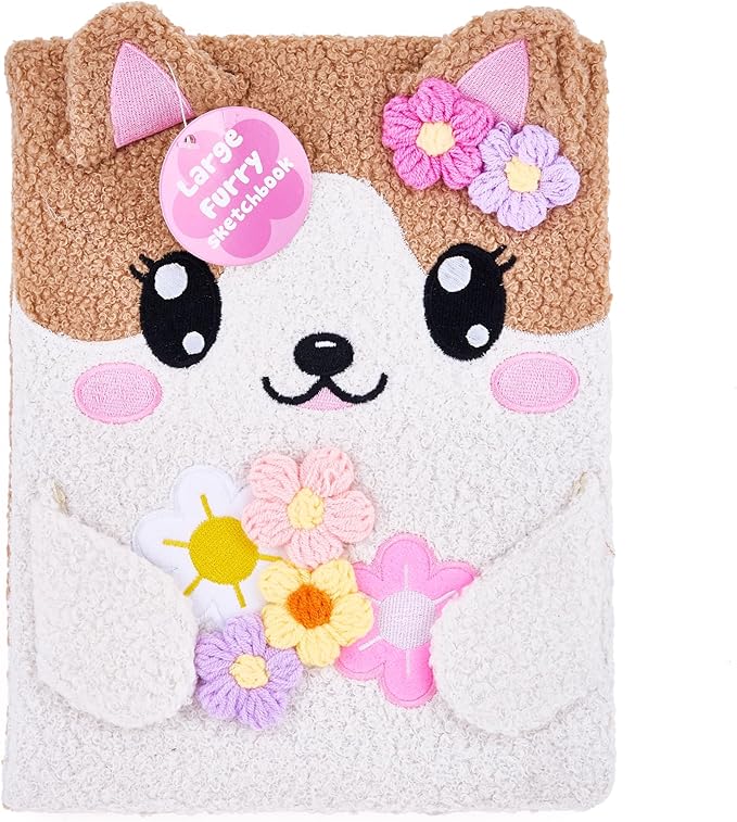 VOTUM Flower Cat Fuzzy Sketch Book: Personalized Artist Sketchbook with 3D Flowers: Sketching, Drawing and Creative Doodling. Notebook and Sketchbook to Draw and Journal (Flower Garden)