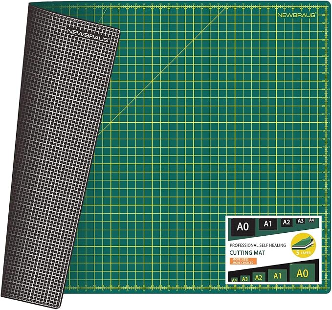 NEWBRAUG 36'' × 48'' Large Self Healing Cutting Double Sided 5-Ply Mat, Big Cutting Board for Rotary Cutting, Quilting, Sewing, Craft, Fabric & Scrapbooking(Green/Black)