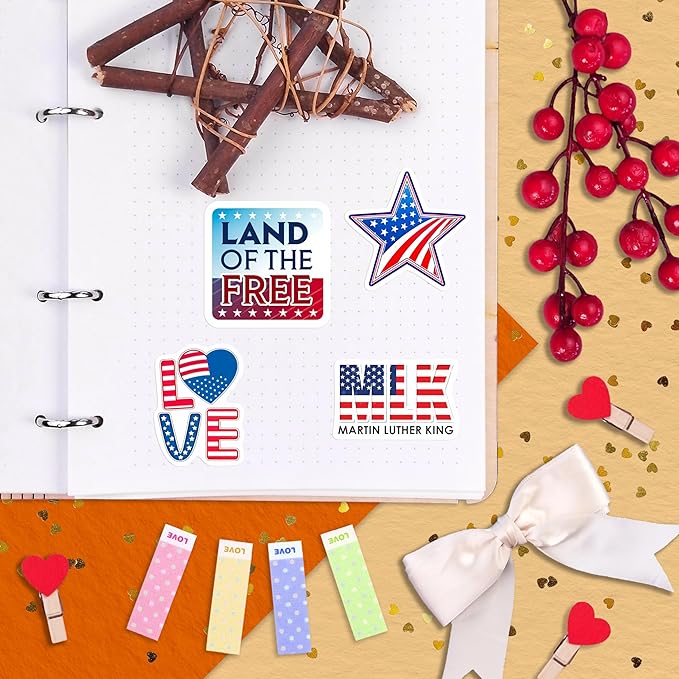 100Pcs USA Stickers and Decals for Water Bottle, Laptop - American Stickers- USA Party Supplies & Decorations - American Gifts - Gift for Women & Men