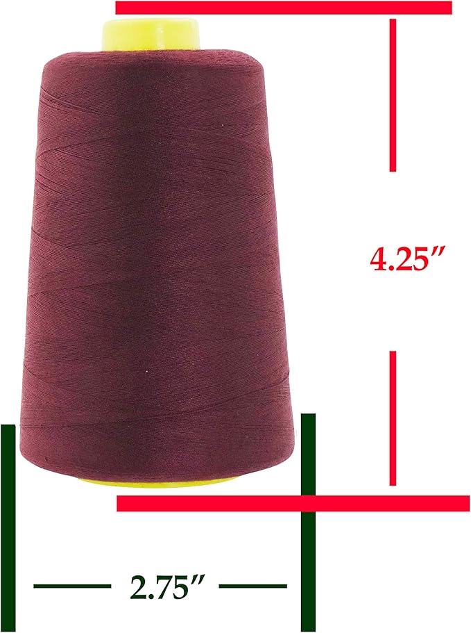 Mandala Crafts 4 Pack of Serger Threads Cones Spools - 40S/2 24000 Yards Polyester Burgundy Threads for Sergers Machine and Overlock Quilting Sewing Machine