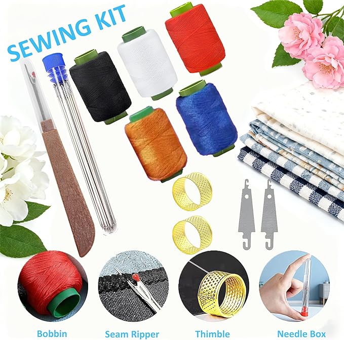Big Eye Steel Sewing Needles Kit Stainless Steel Needles for Hand Sewing & Embroidery Complete Sewing Kit for Adults with Case (41-PCS)