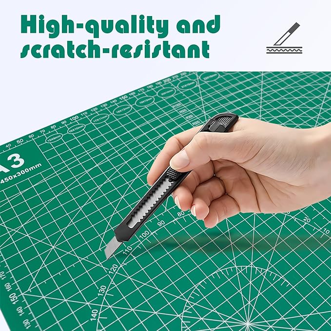Self Healing Sewing Mat, 12inch x 18inch Rotary Cutting Mat Double Sided 5-Ply Craft Cutting Board for Sewing Crafts Hobby Fabric Precision Scrapbooking Project (A3: 12"W x 18"L)