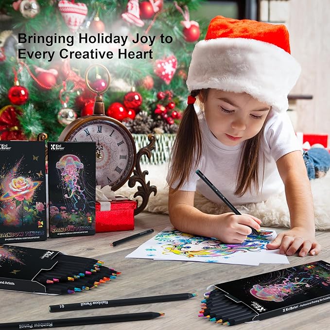 Stocking Stuffers, Art Supplies, 24 Rainbow Colored Pencils, Teen Girl Gifts Trendy Stuff, Multicolored Cool Stuff Fun Art Pencil Teen Girl Gifts Trendy Stuff for Coloring, Drawing