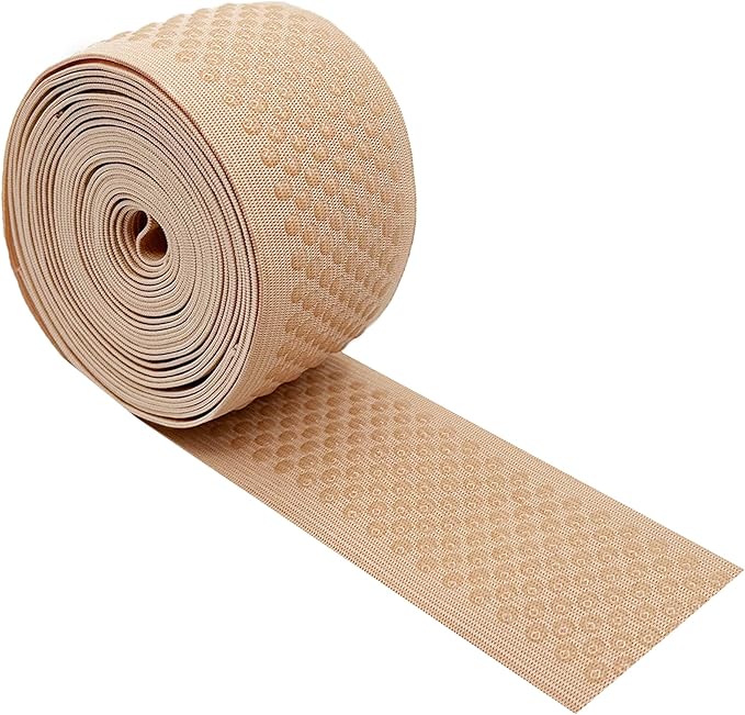 Mandala Crafts 2 Inch Elastic Silicone Gripper Tape for Clothing - 5 Yds Dotted Non Slip Elastic Band for Sewing - Nude Silicone Flat Fabric Stretchy Ribbon Straps