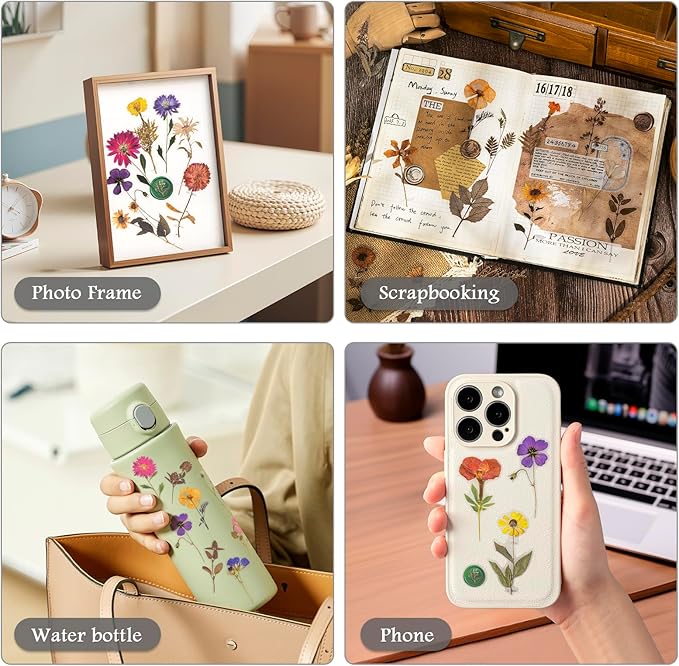 320PCS Pre-Cut Floral Stickers Set Small Flower Decal Journal Stickers PET Flower Sticker for Journaling Scrapbooking, Double Blade Line-Easy to Peel