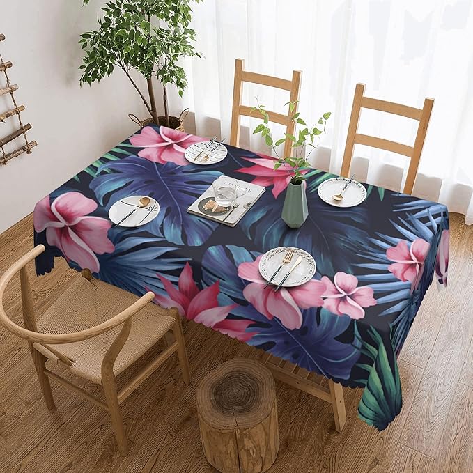 Tropical Rectangle Tablecloth Palm Leaf Summer Hawaiian Themed Leaves Table Cloth Dining Table Cover for Home Kitchen Restaurant Party Buffet Picnic 54 x 72 Inch
