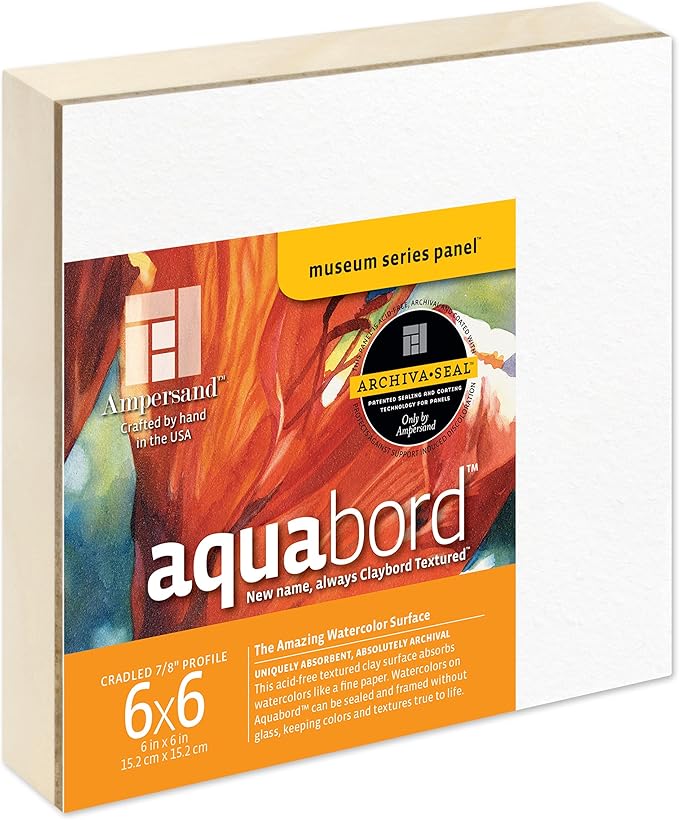 Ampersand Art Supply Watercolor Painting Panel: Museum Series Aquabord, 7/8 Inch Flat Profile, 6" x 6"