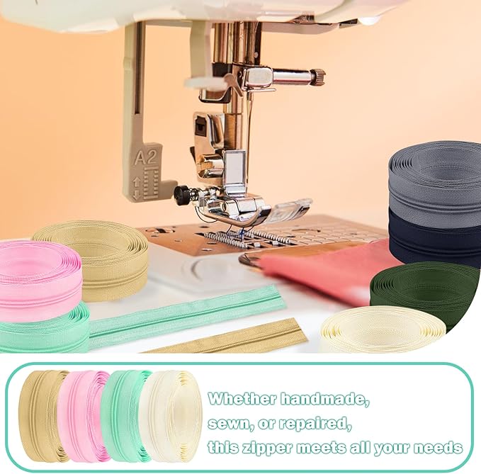 DOITEM 31 Yards 10 Pcs Sewing Zippers #3 Nylon Coil Zippers Assorted Zipper for Sewing with 40 Zipper Sliders for DIY Tailor Sewing Crafts Supplies, 10 Colors