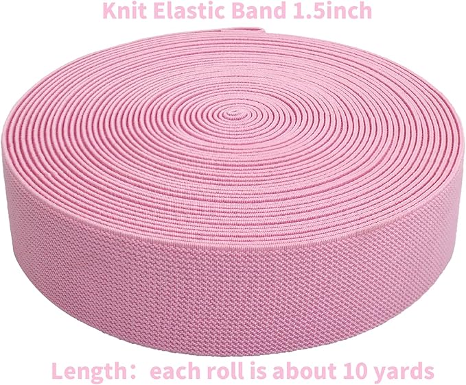 JESEP 1.5 Inch 10 Yards Double-Side Twill Woven Elastic Heavy Stretch High Elasticity for Sewing Pants Waistband, Wigs, Skirts, Craft DIY Projects (Pink 293)