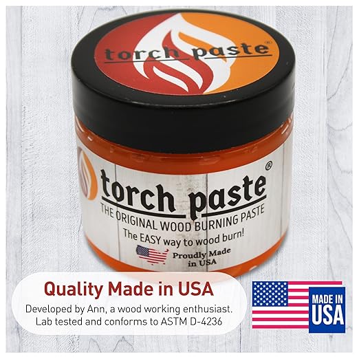 Torch Paste - The Original Wood Burning Paste | Made in USA Heat Activated Non-Toxic Paste for Crafting | Accurately & Easily Burn Designs on Wood, Canvas, Denim & More - Pack of 2 Jars + 2 Squeegees