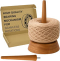 Kraftica Antique Wood Yarn Holder, Tangle-Free Yarn Spinner for Knitting & Crochet with Smooth-Rotation Bearing, Heavy Base, Two Spindles & Anti-Slip Rubber Feet, 22 lb Capacity for Chunky Yarn