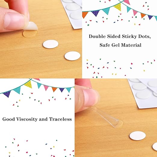 JANYUN 225 Pieces Double Sided Sticky Dot Stickers Removable Round Putty Clear Sticky Tack No Trace Super Sticky Putty Waterproof Small Stickers for Wall Wood Ceramic Metal Plastic (10mm)