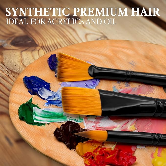 Set of 12 Acrylic Paint Brushes Professional | Acrylic & Oil Masters | Oil Painting Brushes | Handmade Paint Brush Set for Acrylic Painting