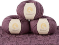 100% Merino Wool Yarn 3-Ply Luxurious and Soft Yarn for Hand Knitting & Crocheting (Grape Purple,3Balls)