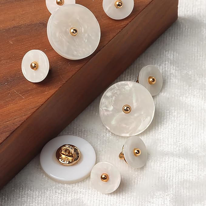 20PCS White Metal Shank Buttons, Sewing Button,Suitable for Women's Cardigans/Outerwear/Suit Decoration Buttons or Handmade DIY Projects (18mm)