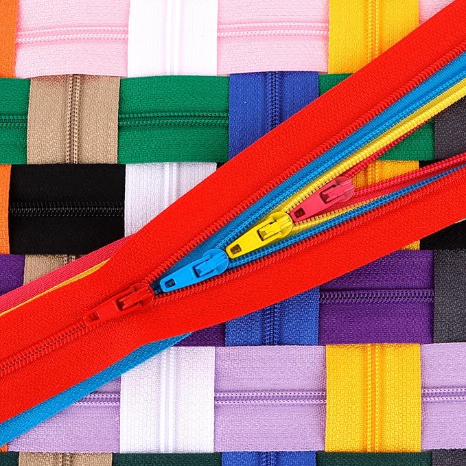 Zippers - 100 Pcs Nylon 12 Inch Colorful Sewing Zippers for Making Bags, Pouches, Pillow Covers & Crafts - 20 Colors