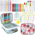HATINXIA Crochet Hooks, 85pcs Crochet Hook Set with Storage Case, Yarn Crochet Kit for Beginners, Ergonomic Crochect Needles DIY Knitting Accessories Tools for Experienced Crochet Lovers, C2 Cat
