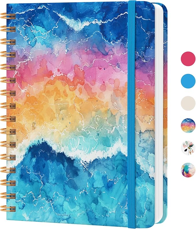 CICPAP Lined Spiral Journal Notebook, A5 College Ruled Notebook for Journaling, Note-Taking, and Daily Planning, Durable Hardcover with an Elegant Design, Marble