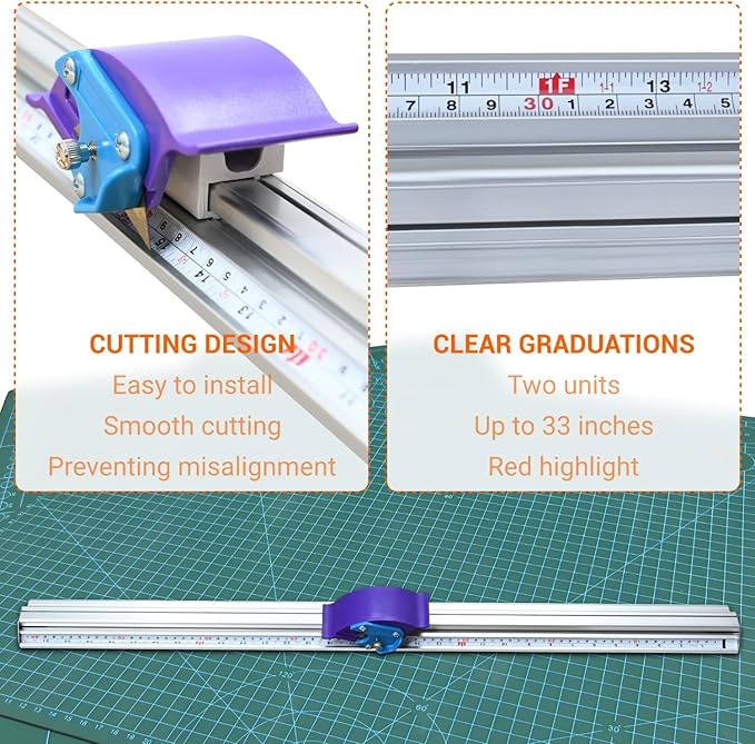 27 1/2" Manual Paper Trimmer with Double Scale Ruler, Precision Sliding Cutter for KT Board, Photo Paper, PVC & PET, Includes 30 Extra Blades