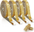 4 Rolls Self Adhesive Crystal Rhinestone Ribbon Diamond Bling Tape with 2 mm Rhinestones Strips Sticker for Arts Crafts Wedding Birthday Party DIY Event Car Phone Decoration (Gold)