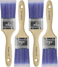 Paint Brushes - 4 Pack, 2" Flat Brushes, Paint Brush Set, Wood Paint Brushes for Walls, Stain & All Oil Paints - Home Improvement - Interior & Exterior Use