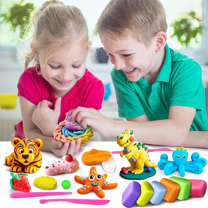 Air Dry Clay 76 Colors, Modeling Magic Clay Set with 5 Sculpting Tools, Gift for Ages 3-12 Boys and Girls