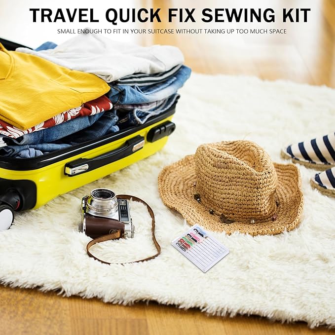 MTLEE 8 Boxes 80 Pieces Mini Quick Fix Sewing Kit Easy Pre Threaded Needle Basic Personal Kit Plastic Threaded Needle Holder Small Home Travel Sewing Box with Pin Button, Assorted Colors