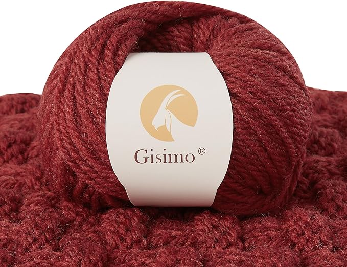 100% Merino Wool Yarn, 3-Ply Luxurious and Soft Yarn for Hand Knitting & Crocheting (Roman red, 1Ball)