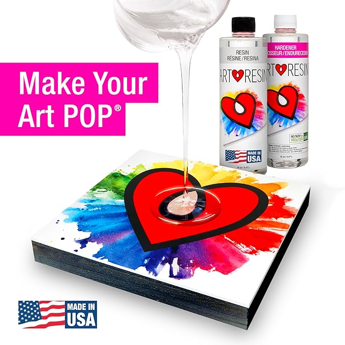ArtResin Epoxy Resin – High-Gloss Clear Coat for Artwork - 32 oz (16 oz resin + 16 oz hardener) (946 ml)