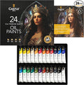 Castle Art Supplies 24 X 12ML Oil Paint Set | Great Value Set for Adult Artists, Beginners and Advanced | Vibrant Variety of Smooth-to-Use Colors | in Impressive Presentation Box with Tutorial (New)