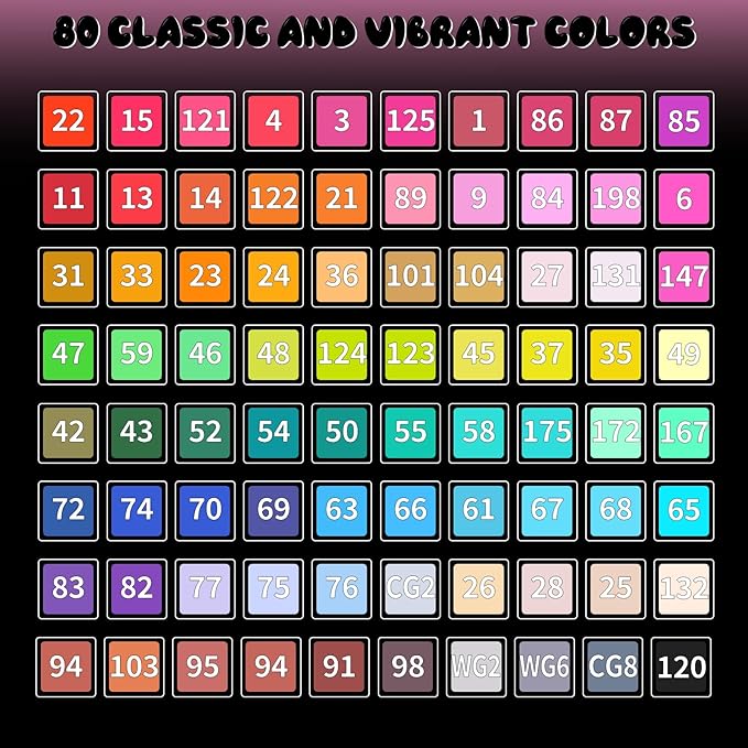 80 Color Alcohol Markers,Dual Tip Art Marker Pen, Classic Series Alcohol Felt Permanent Markers, Animation Art Sketch Sketching, Alcohol-based Markers