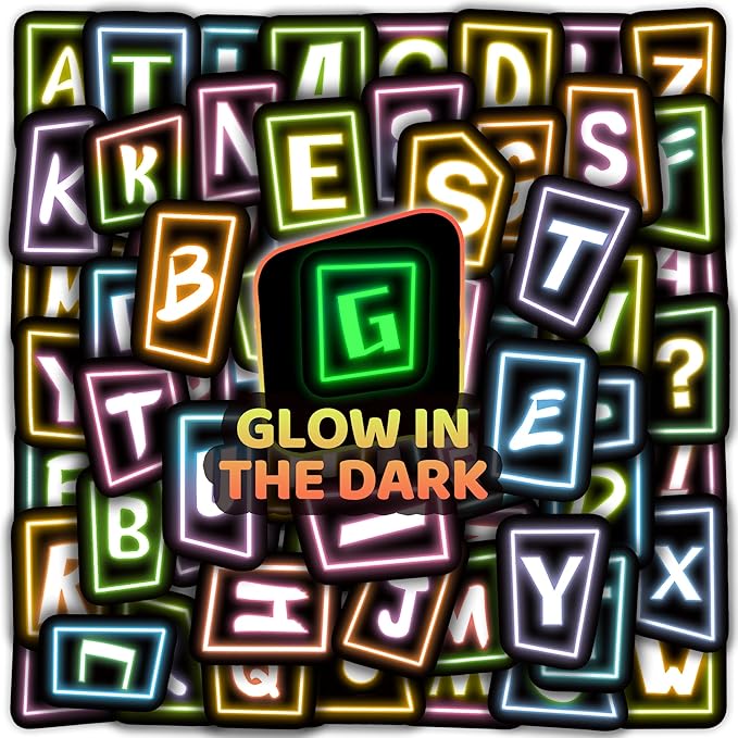 70 Pcs Alphabet Neon Stickers for Kids Glow in The Dark, Vinyl Letters A-Z Water Bottle Decals for Teens, Waterproof Skateboard Decor for Adults Kids Girls Boys