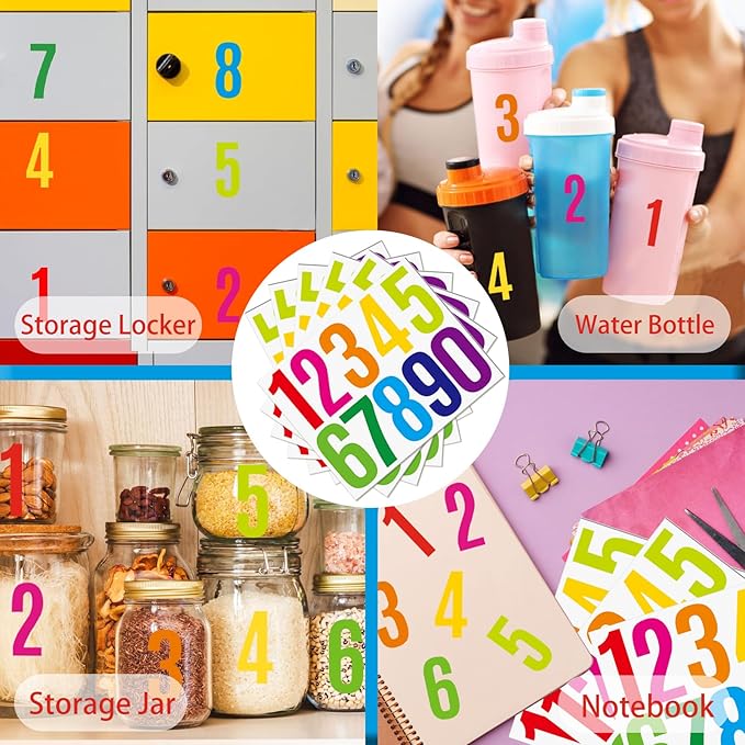 6 Sheets 3 Inch Mailbox Numbers Stickers Vinyl Decals,Self Adhesive Number Waterproof House Address Numbers for Outside Mailbox,Signs,Window,DIY Crafts Making,Door,Car,Home,Business(Multicolor)
