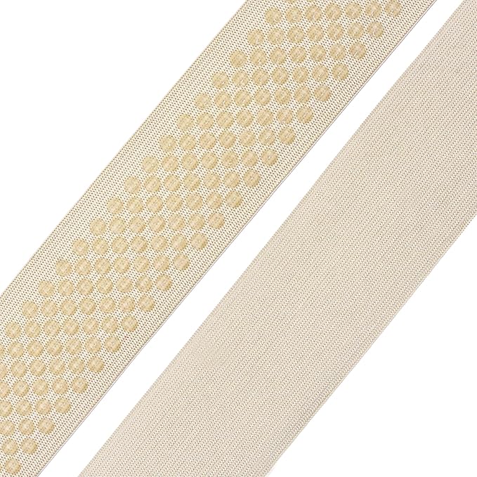 Mandala Crafts 1.5 Inch Elastic Silicone Gripper Tape for Clothing - 10 Yds Dotted Non Slip Elastic Band for Sewing - Cream Silicone Flat Fabric Stretchy Ribbon Straps